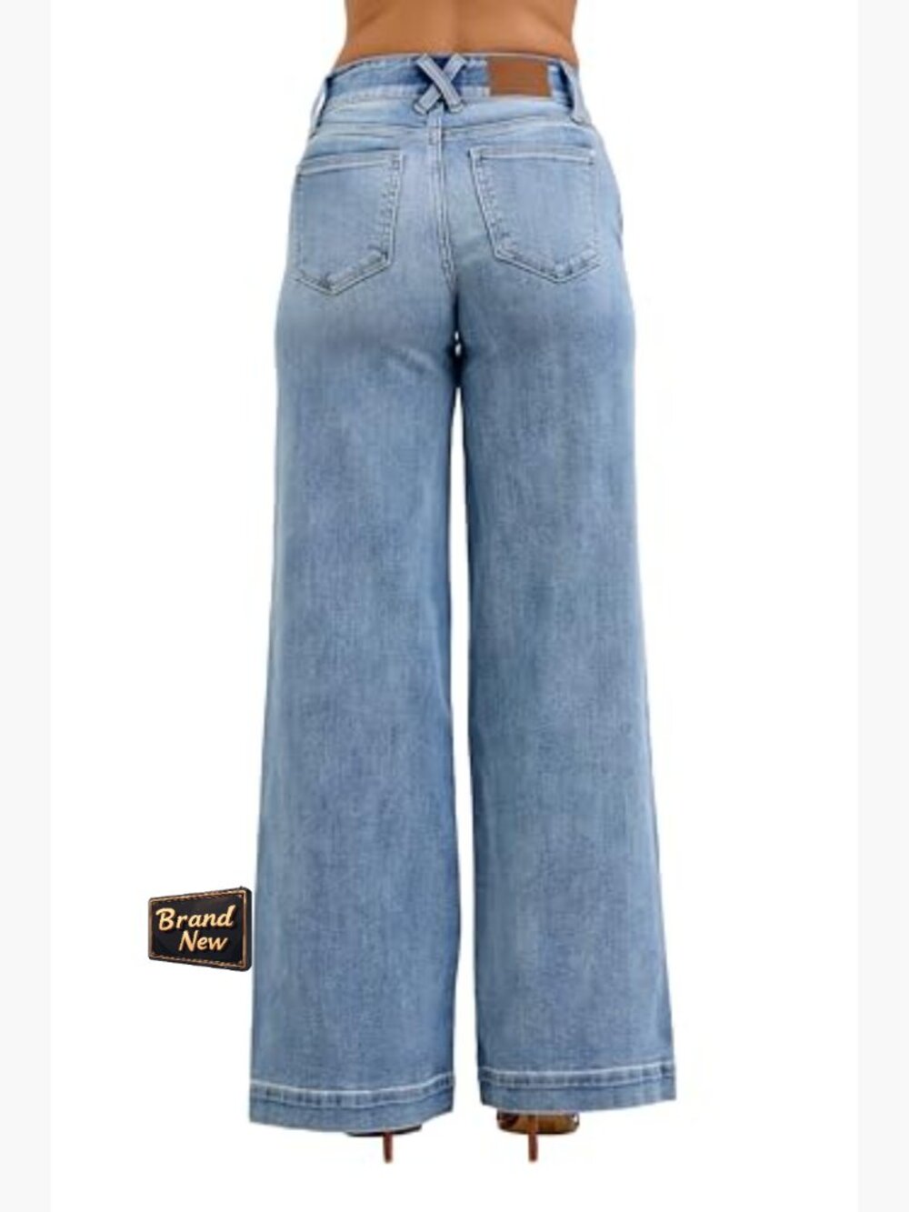 High Waisted Wide Leg Trouser Jeans - 93% Cotton Stretch Denim - Picture 2 of 5